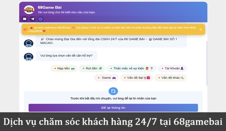 Chăm sóc khách 68gb hàng chu đáo 24/7